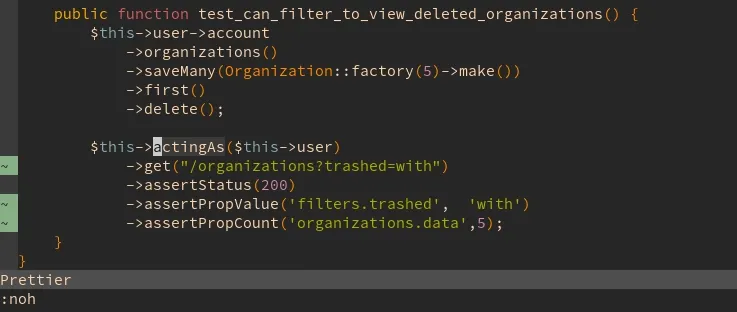 A PHP file is properly formated when saved in vim